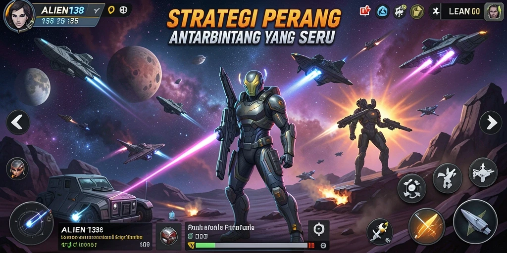 Screenshot Gameplay ALIEN138 menampilkan aksi pertempuran luar angkasa yang seru.