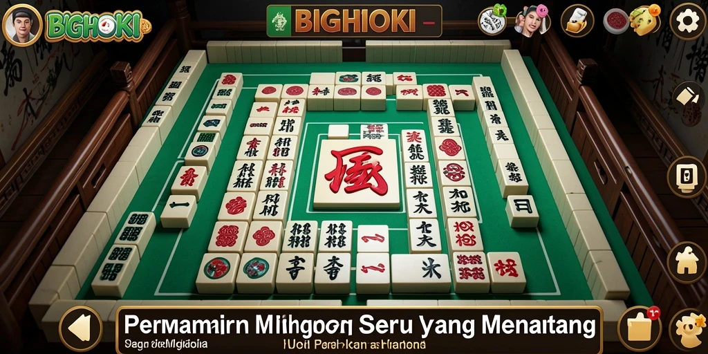 Tampilan gameplay BIGHOKI yang menarik dan penuh strategi Mahjong.