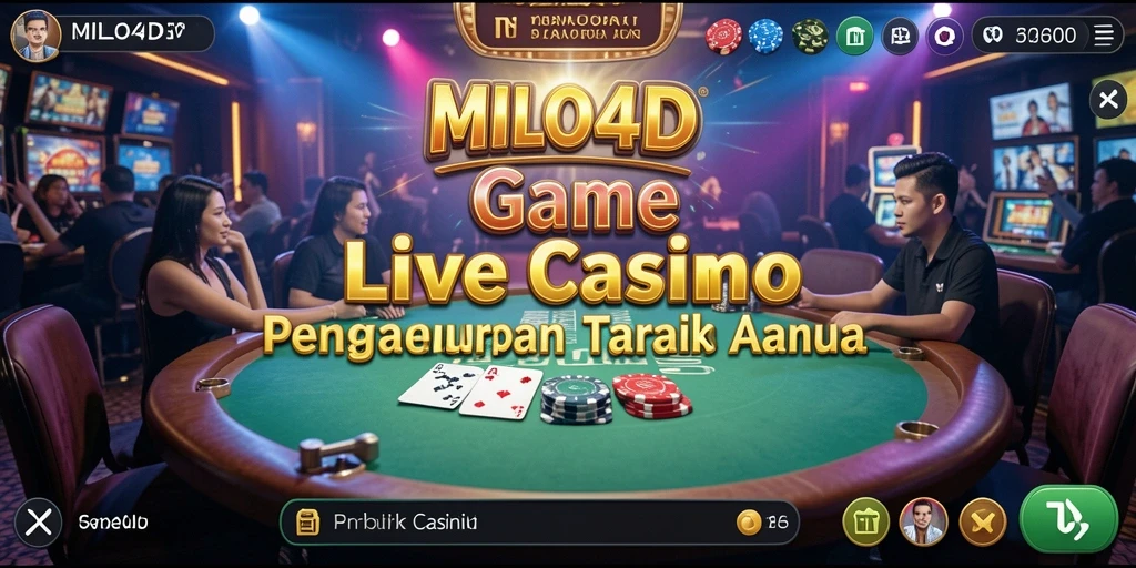 Screenshot gameplay <strong>MILO4D</strong> menunjukkan dealer langsung dan suasana permainan yang dinamis.