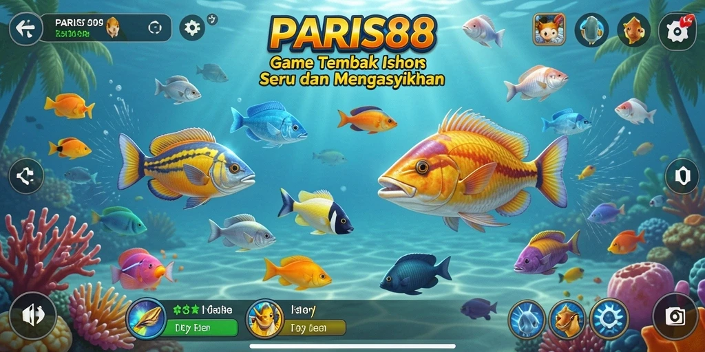 Gameplay seru Tembak Ikan di PARIS88 dengan berbagai ikan dan senjata.
