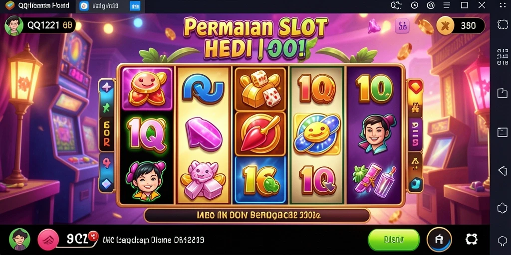 Screenshot gameplay QQ1221 menampilkan mesin slot yang penuh warna dan menarik.