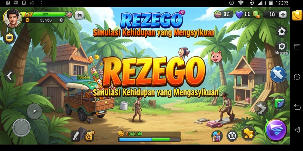 Tampilan gameplay REZEGO yang penuh warna dan interaktif.